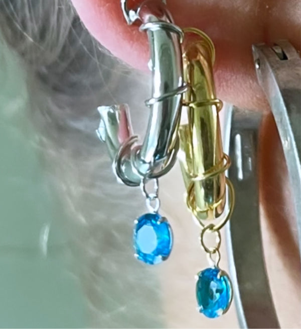 Aqua øreringe sølv