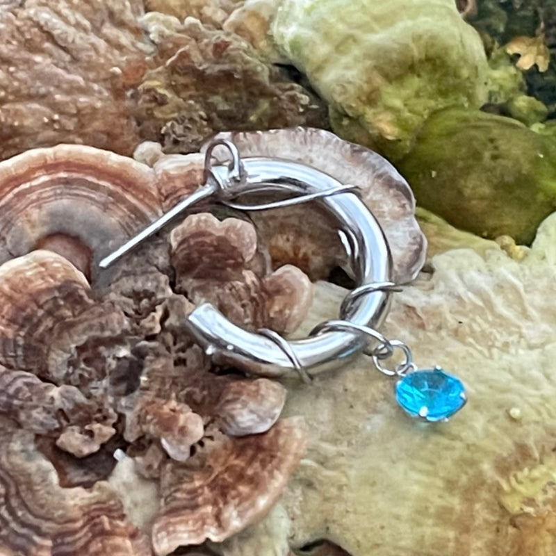 Aqua øreringe sølv